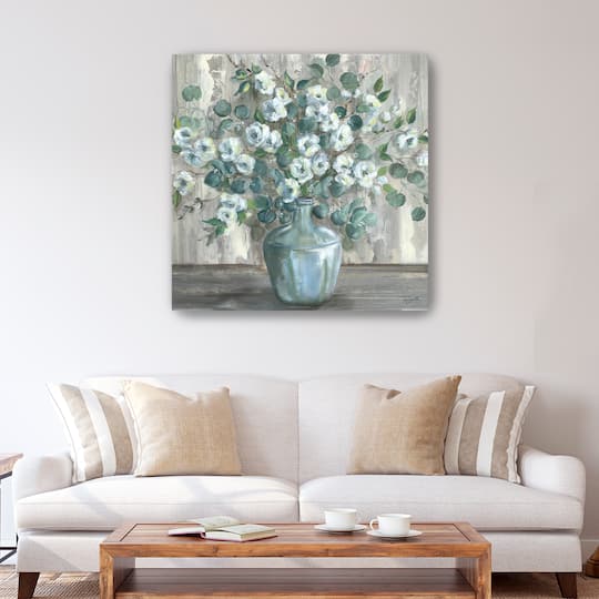 Apple Blossom Jug Square Canvas Giclee